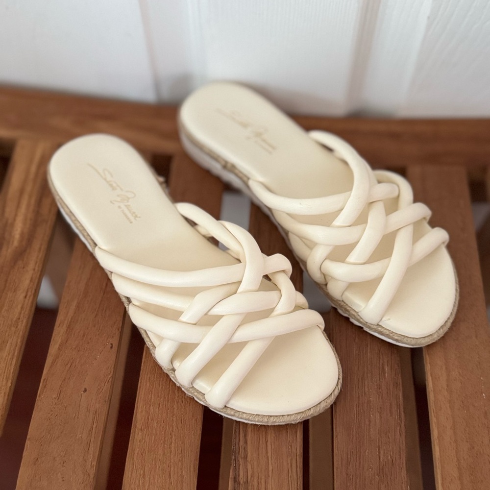 Sesto Meucci soft leather flat slide sandal women - size 37